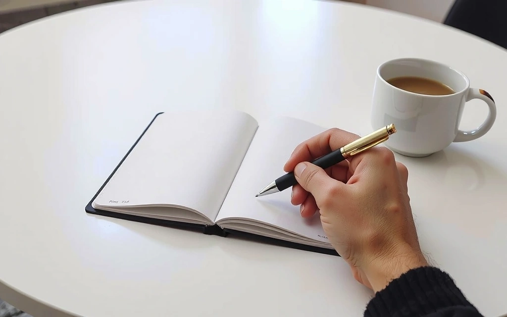 A woman writing in a notebook, symbolizing feedback